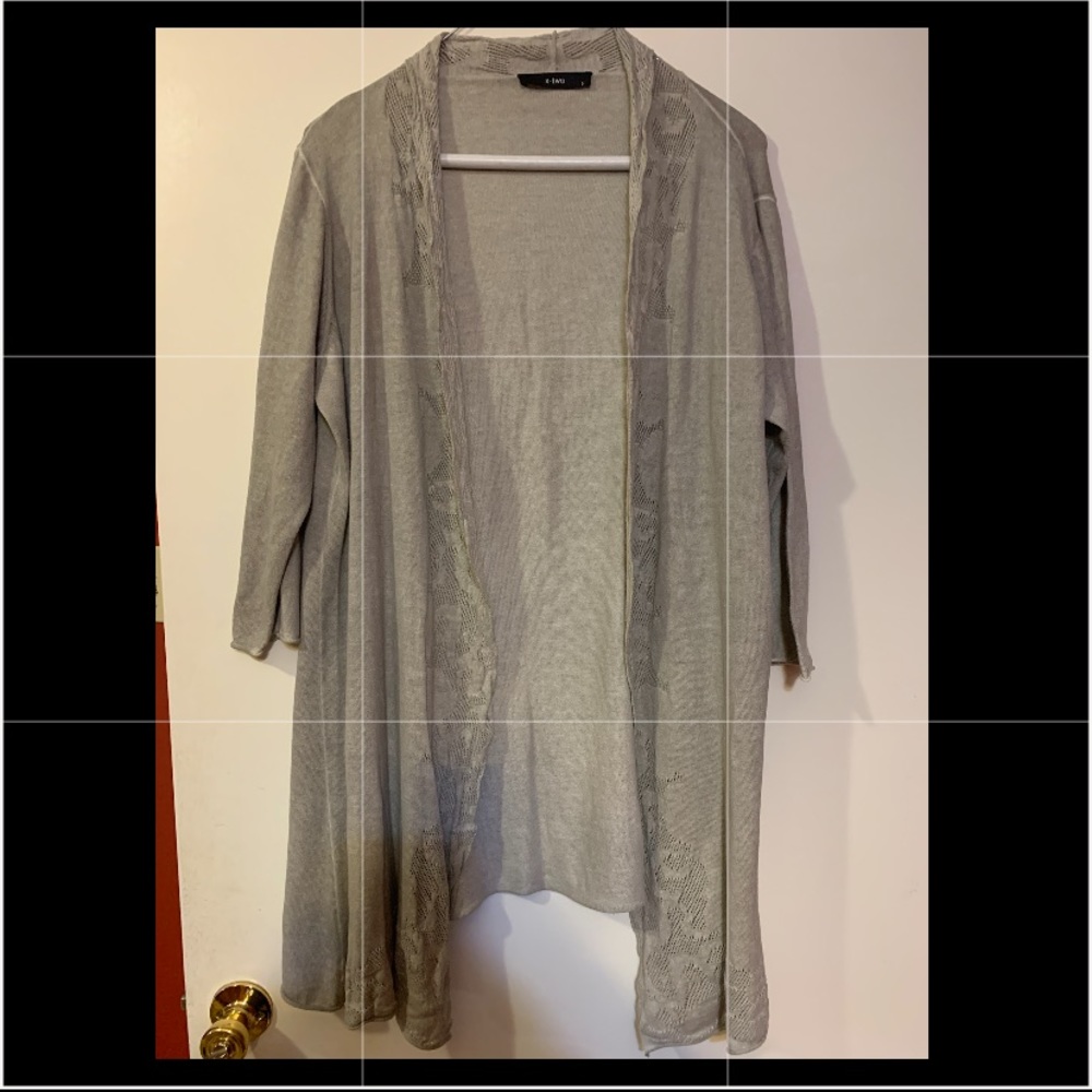 X-Two light weight tan open sweater
